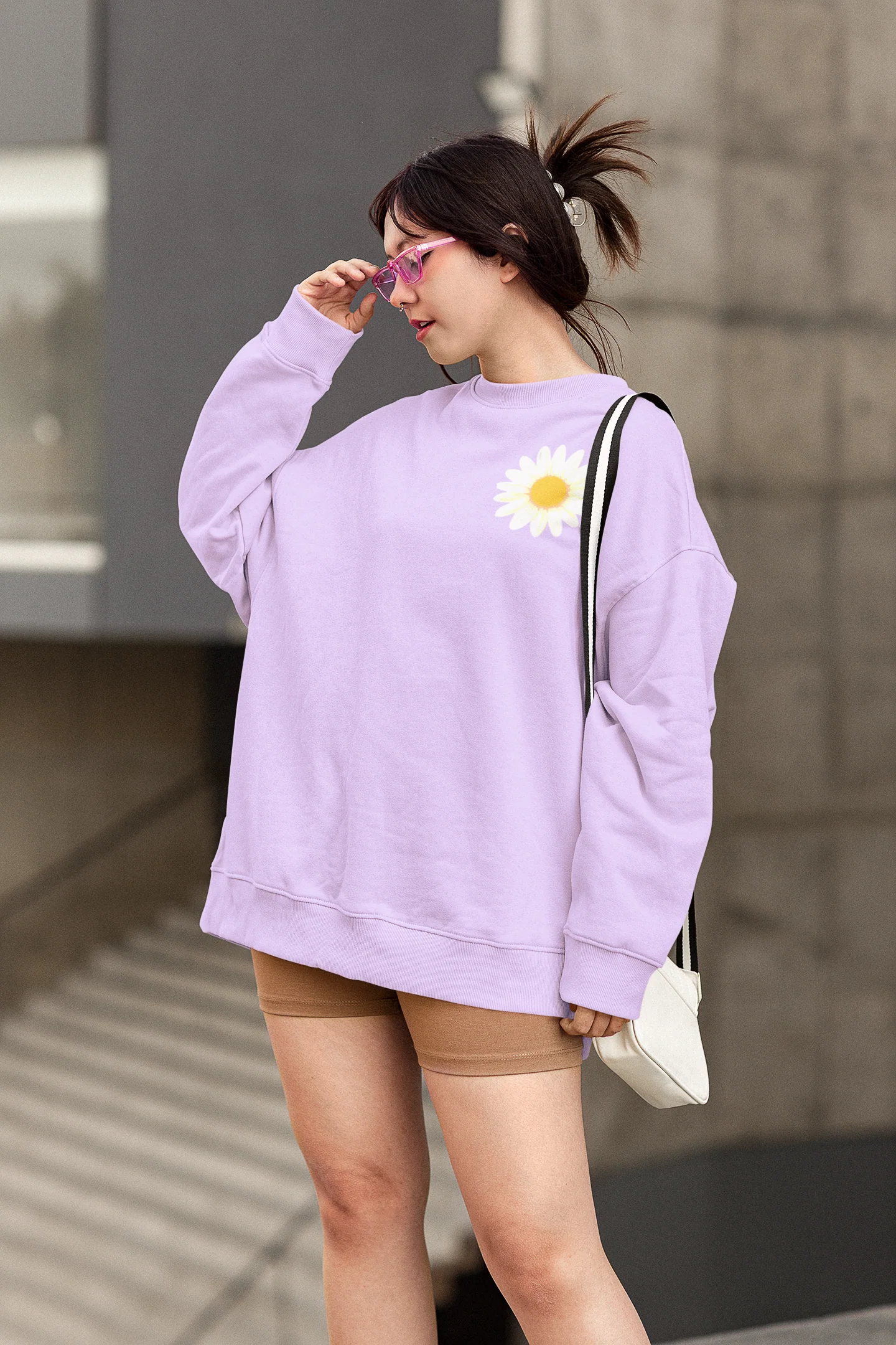White Sunflower Graphic Oversized Sweatshirt - Image 3